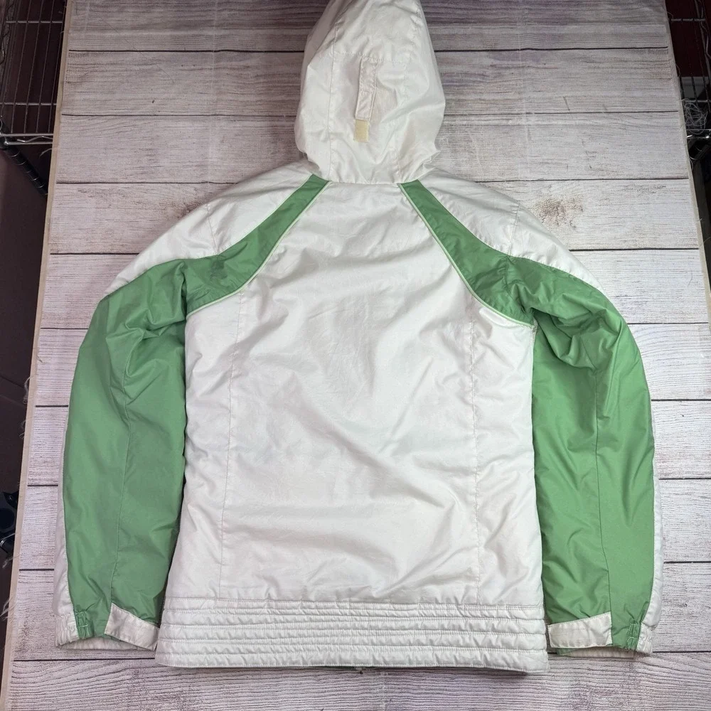 Columbia Youth 18/20 Hooded Winter‎ Coat Jacket White Green Fleece Lined READ